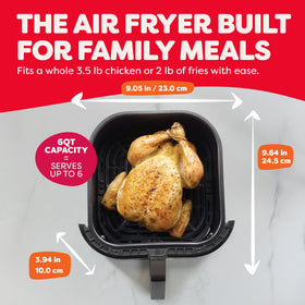 Instant Pot Vortex 6QT XL air fry illustration highlighting fast meal prep.