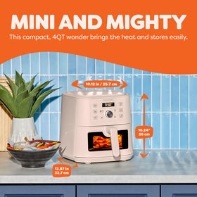 Side view of the Instant Pot VORTEX Mini Air Fryer highlighting slim footprint