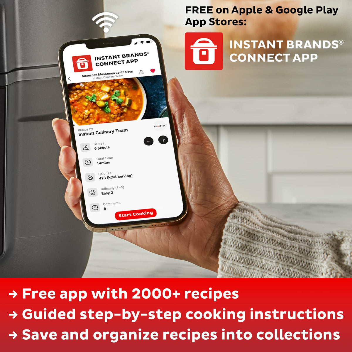 Instant Pot Vortex Plus 1700-watt power delivers fast results for crispier food.