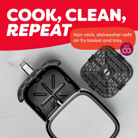 Instant Pot VORTEX Plus easy-clean design featuring a non-stick basket for quick cleanup.