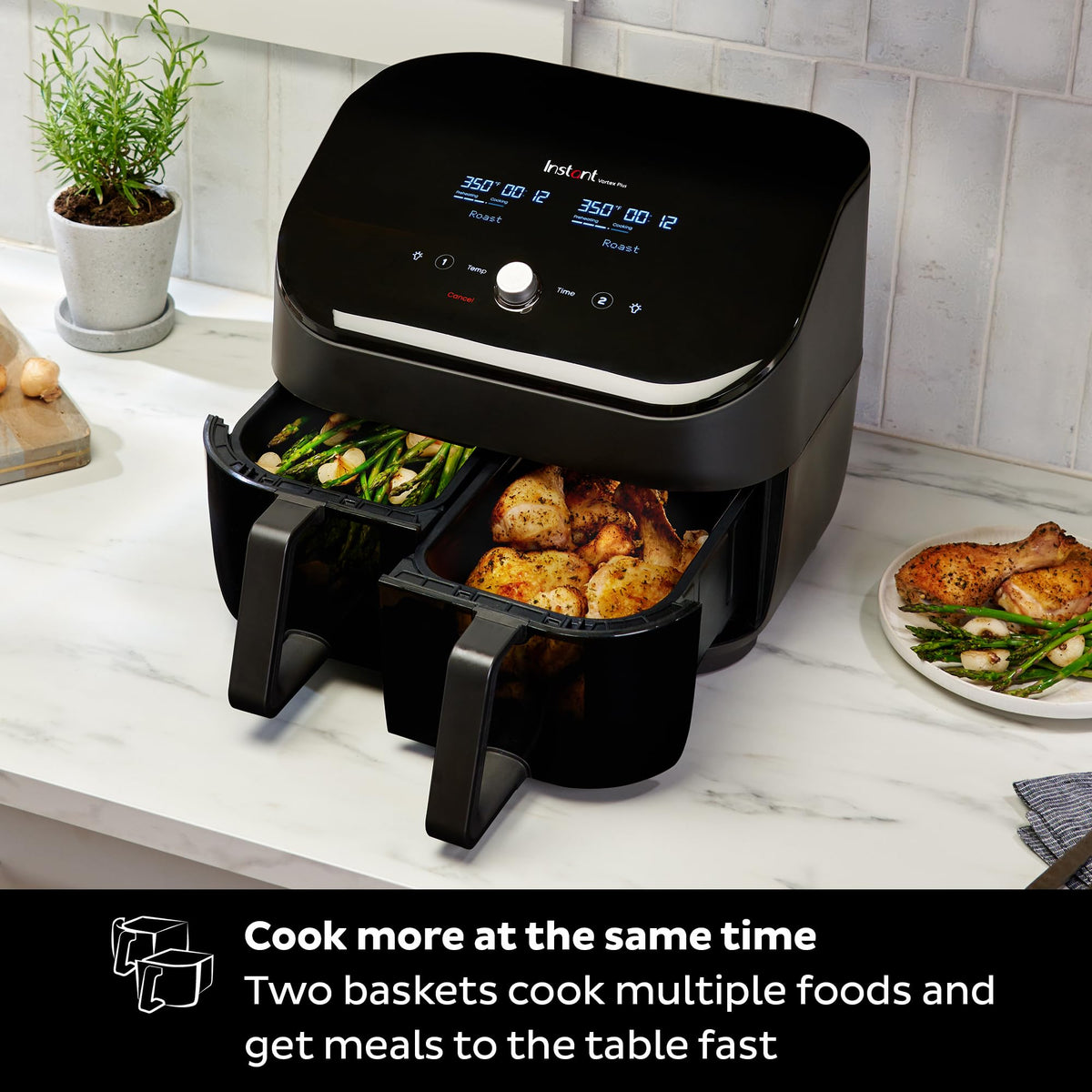 Instant Pot Vortex Plus XL EvenCrisp delivers a crunchy result with less oil.