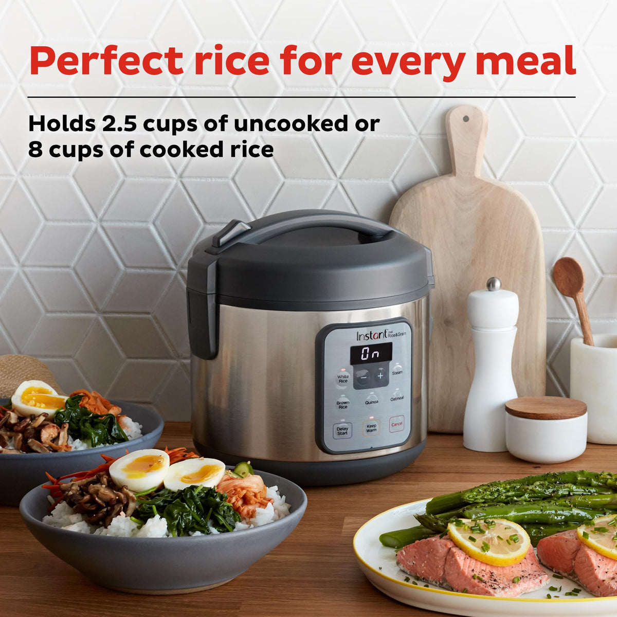 Close-up of Instant Pot Zest nonstick ceramic pot for easy release.