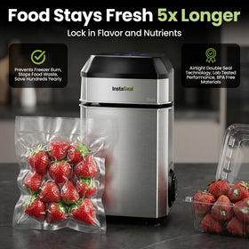 Instaseal airtight double seal preserves freshness and prevents freezer burn.