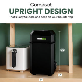 Instaseal vacuum sealer no-leak design prevents spills during sealing.