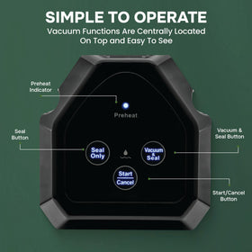 Instaseal vacuum sealer top controls for simple intuitive operation.