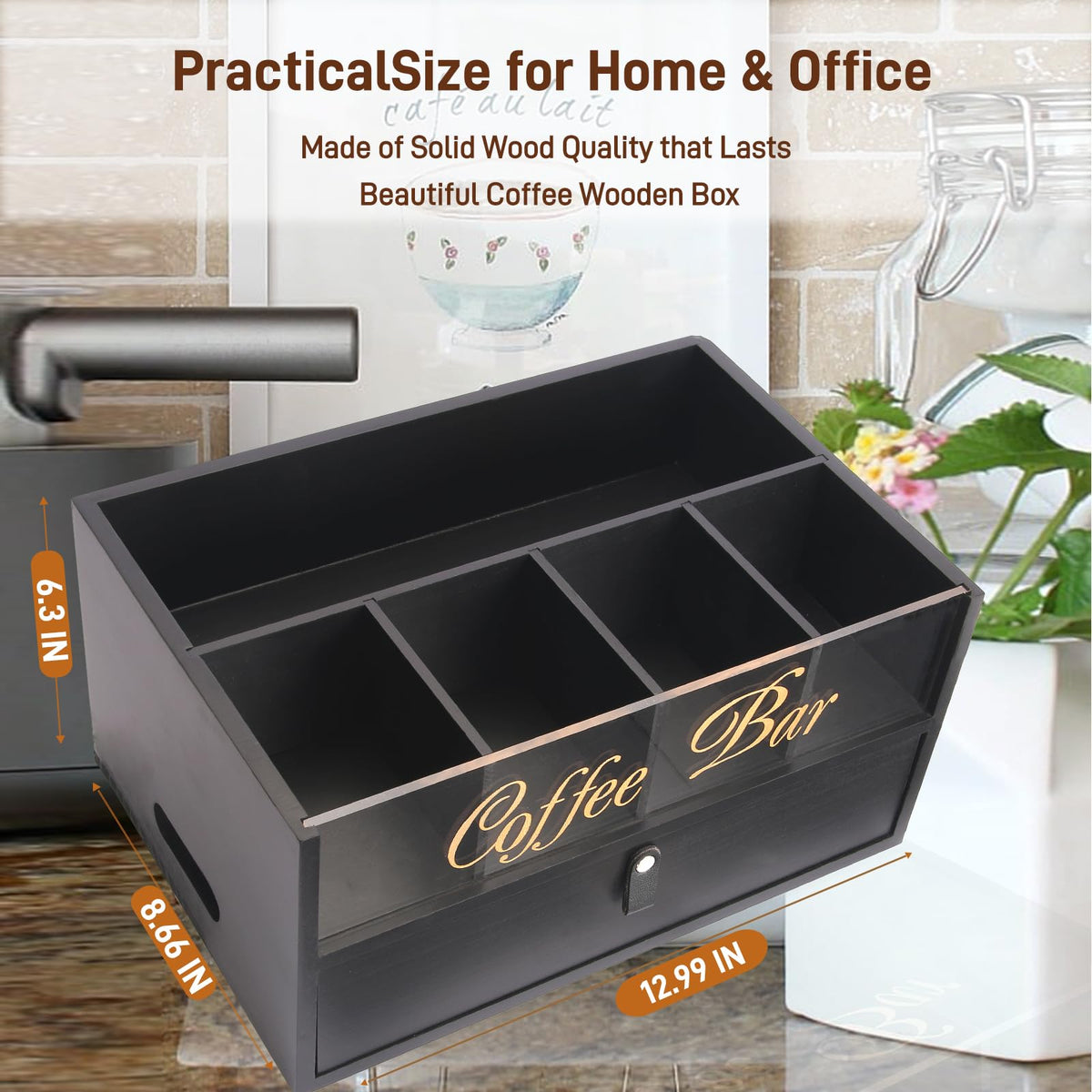 Intarsio built-in drawer keeps coffee pods and accessories neatly organized.