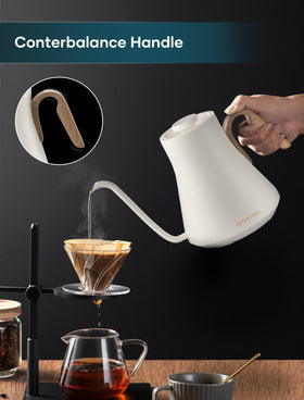 Intasting Electric Kettle digital display showing brew stopwatch for precise timing.