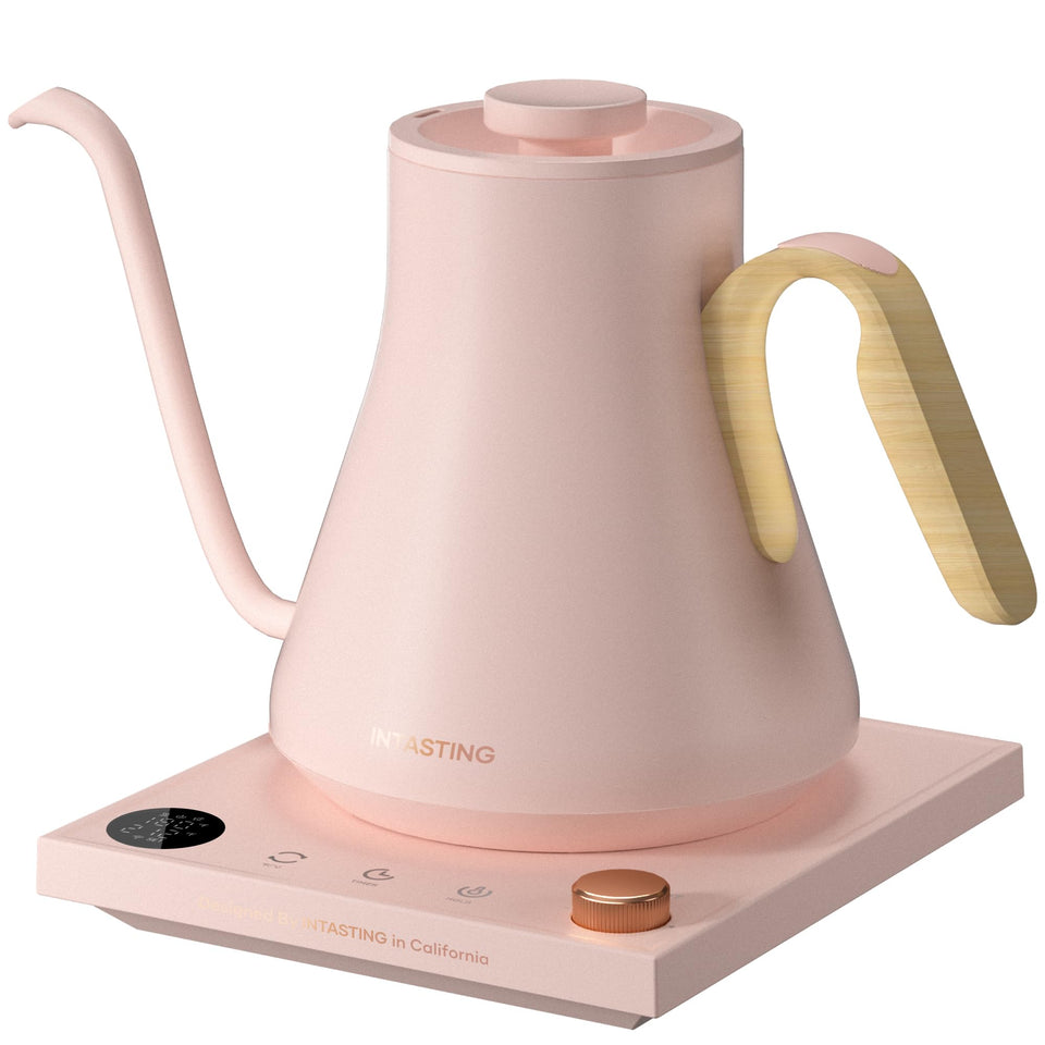 INTASTING electric kettle with gooseneck for precise pour-over control and consistency.