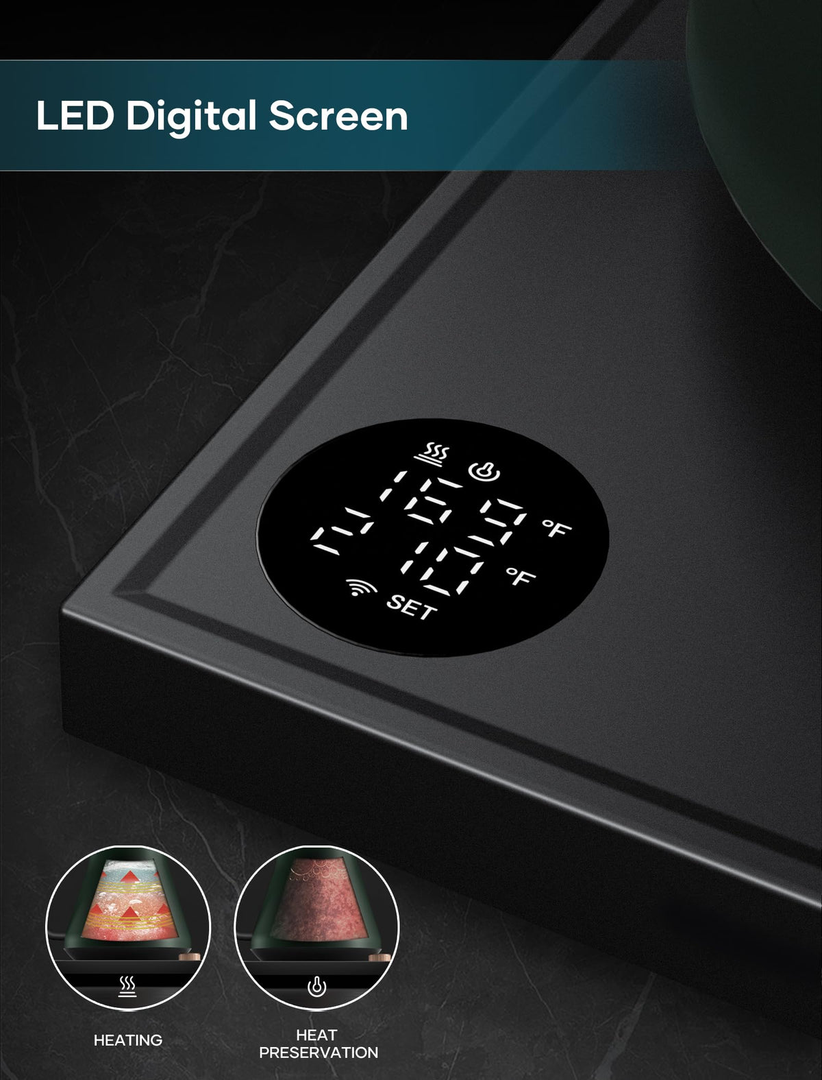 INTASTING hold function keeps water warm up to 2 hours for ready pours.