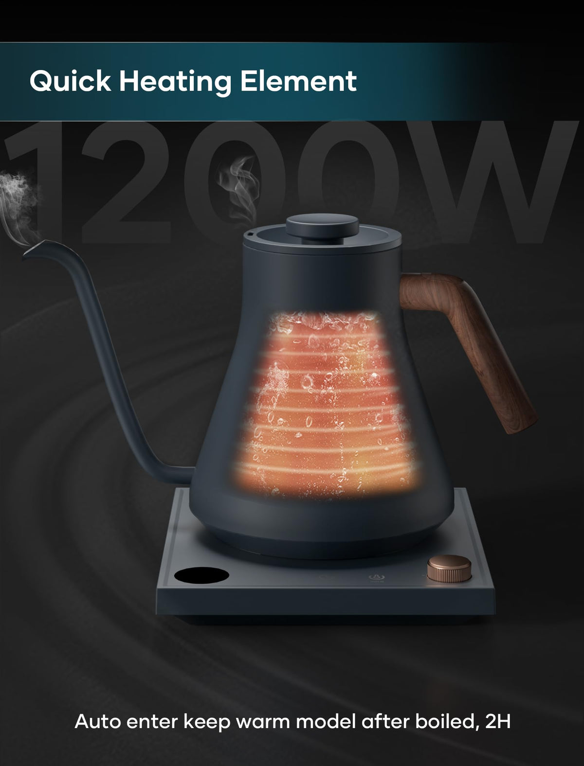 Intasting Electric Kettle hold function keeps water at target temp.