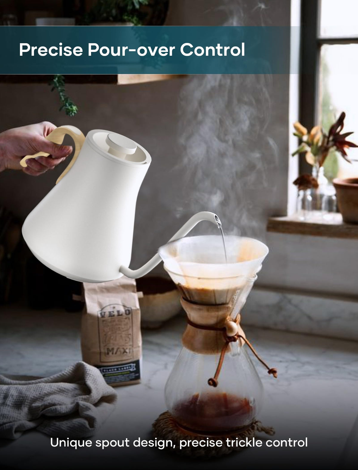 INTASTING electric kettle stainless interior ensures clean-tasting brews.