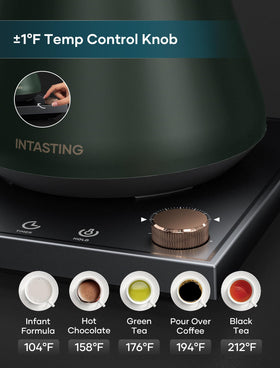 INTASTING electric kettle stainless interior ensures clean-tasting pours.
