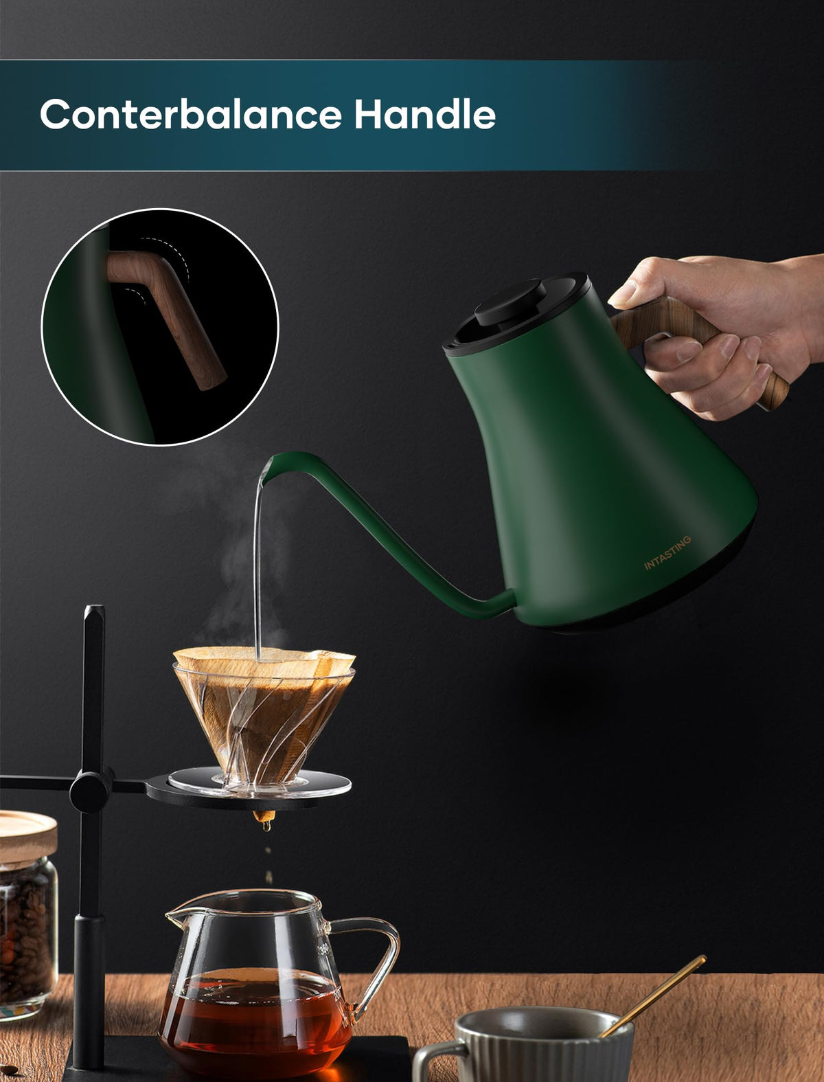 INTASTING temperature-control base adjusts heat for exact temperatures.