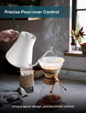 Intasting Electric Kettle wood-style handle for comfortable pouring control.