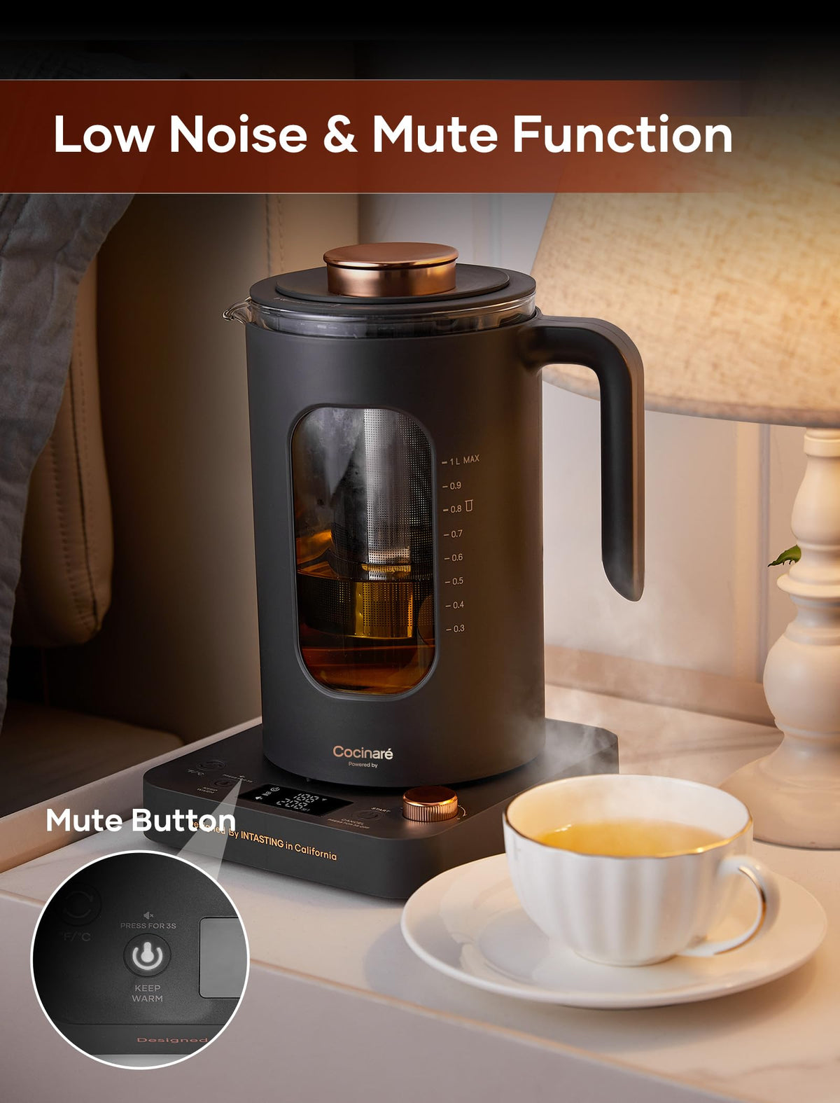 INTASTING auto-memory recalls last temperature and time settings.