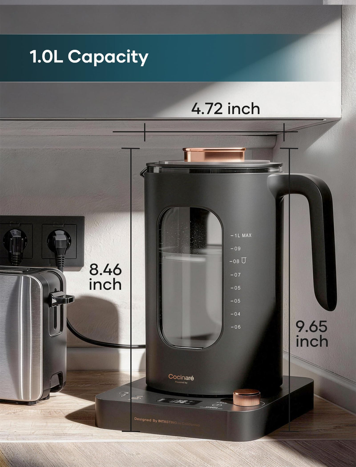 Intasting electric tea kettle wide mouth makes cleaning and filling easy
