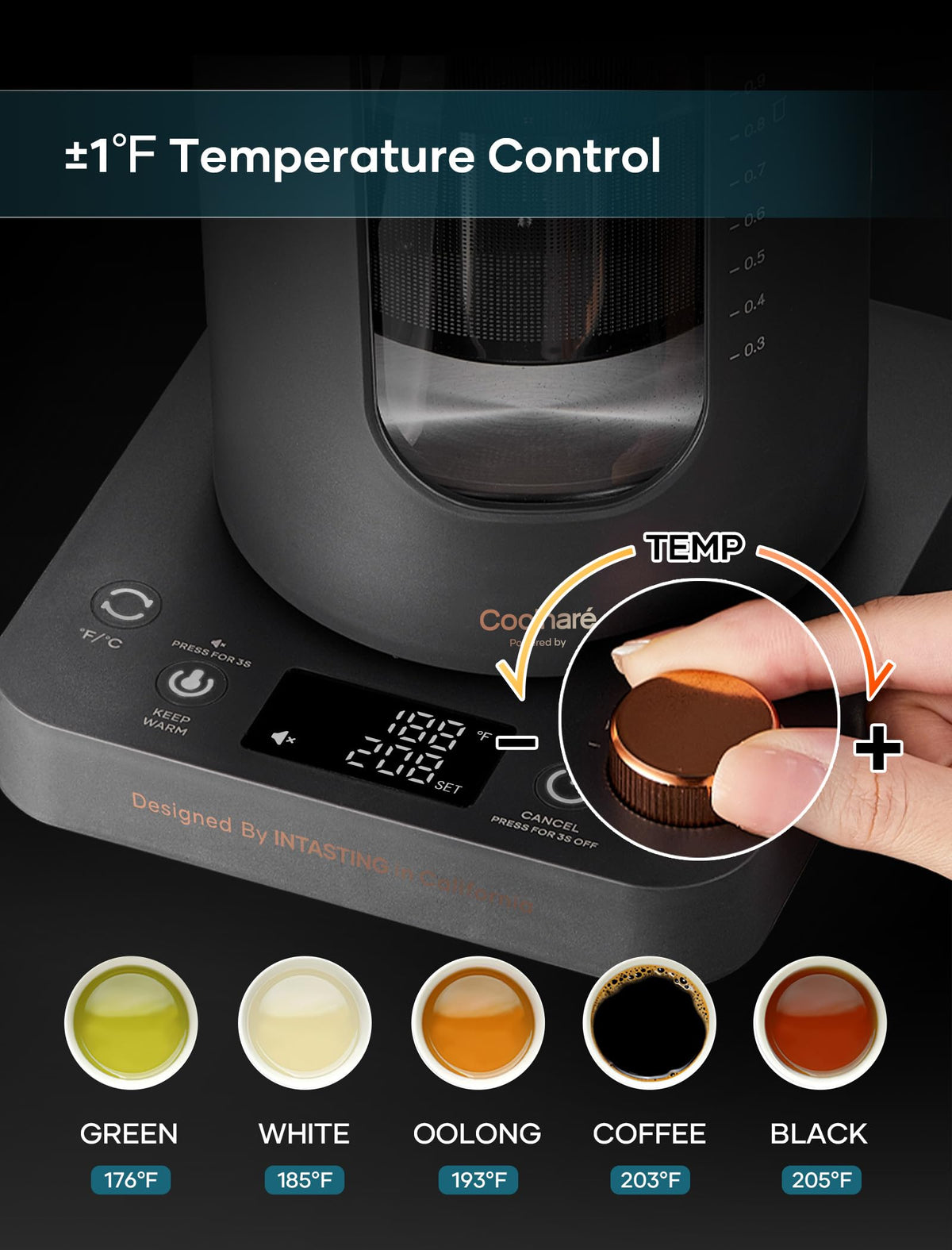 Intasting electric tea kettle with infuser for loose-leaf brewing