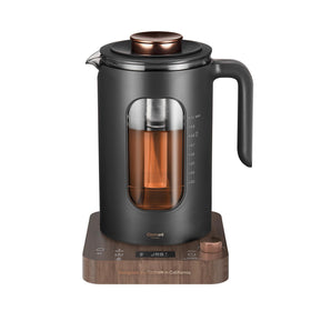 INTASTING electric tea kettle with wood design highlights fast heating and stylish kitchen appeal.