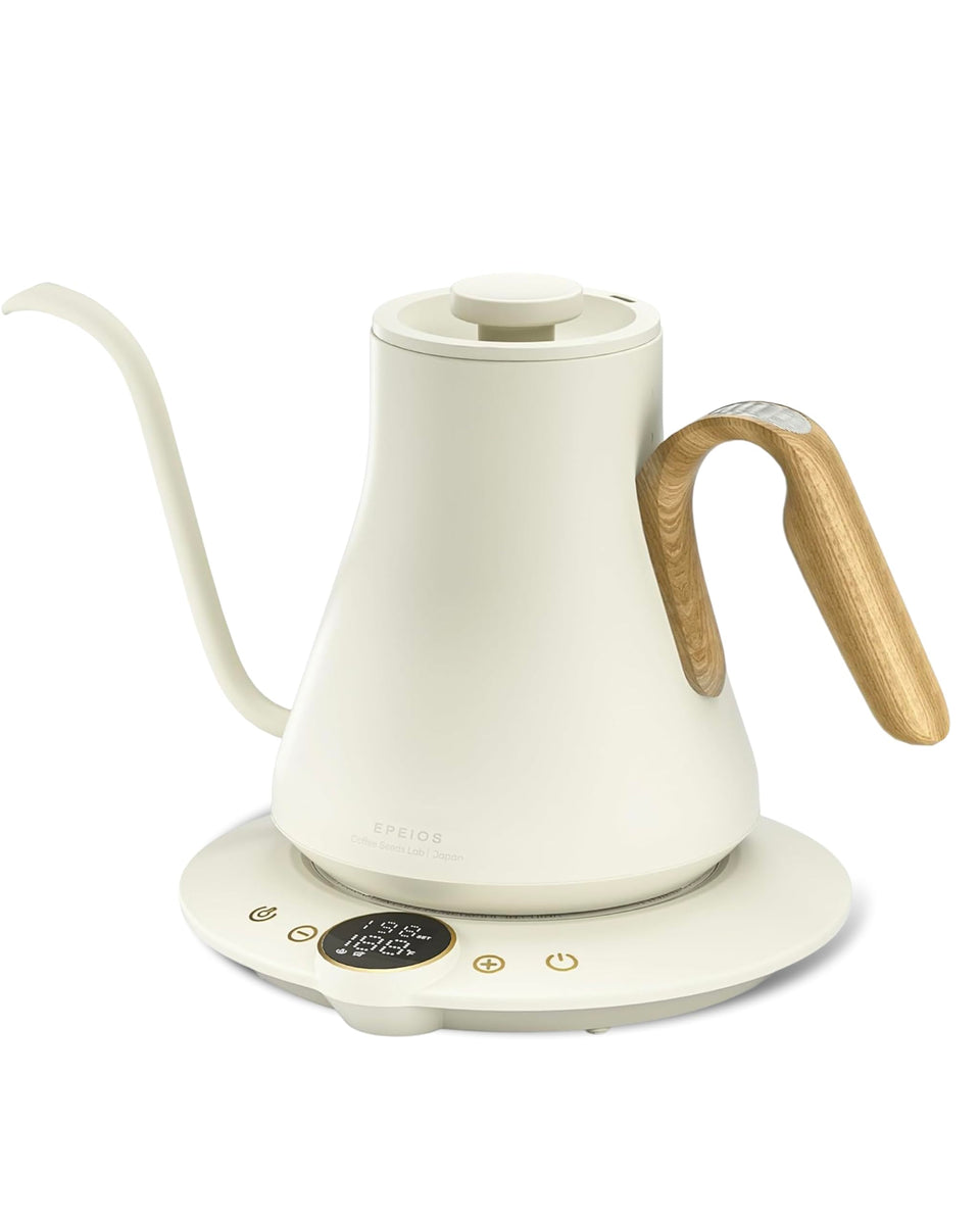 Intasting gooseneck kettle Morandi White front view for precise pour-over brewing.