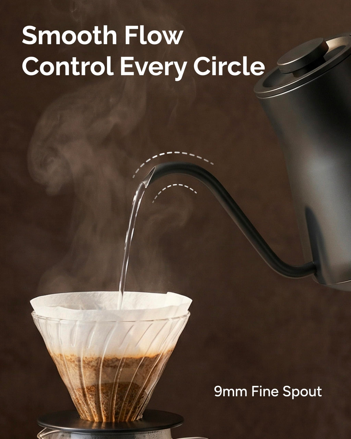 INTASTING Gooseneck Kettle display shows brew stopwatch for timed, repeatable pours.