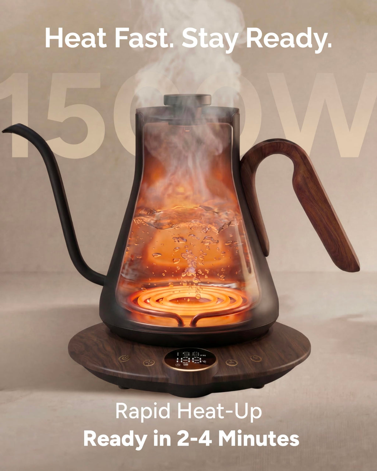 INTASTING Gooseneck Kettle interior uses stainless steel for clean, safe flavor.