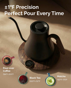 INTASTING Gooseneck Kettle spout 9mm pours for precise, controlled pour-over.