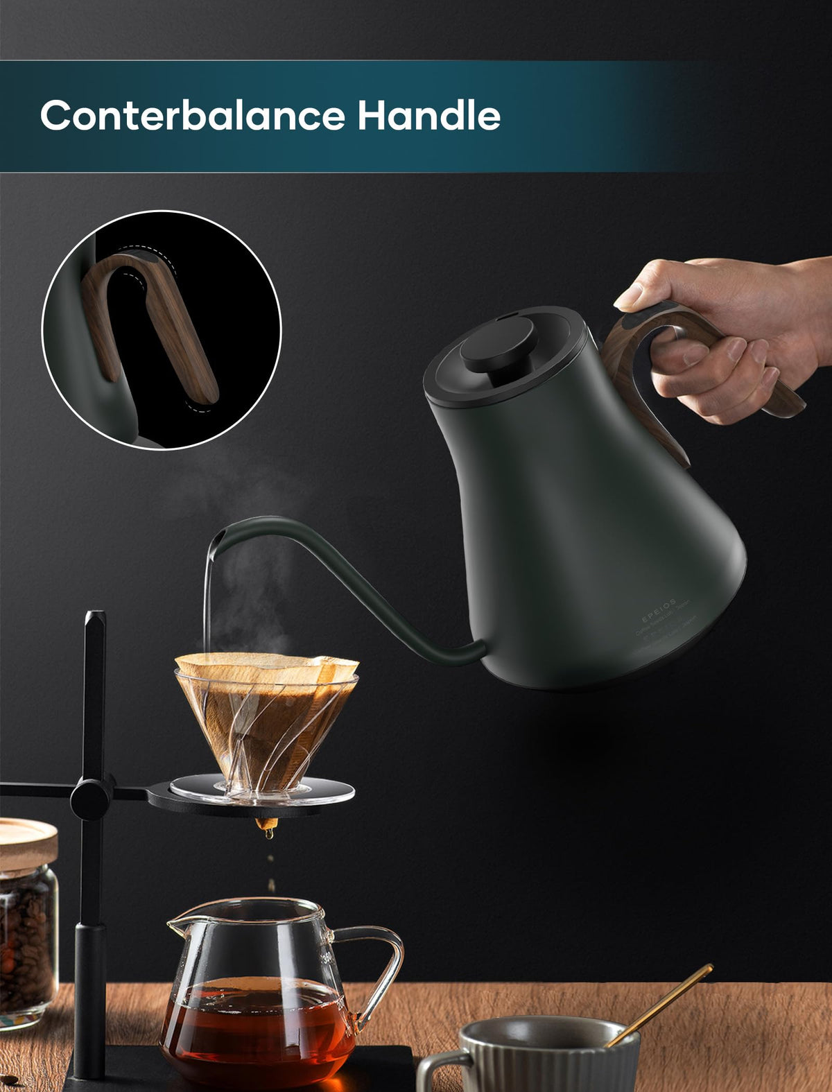 INTASTING Kettle with 2-hour temp hold to keep water ready for the next pour.