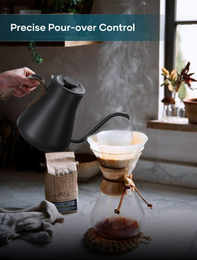 INTASTING gooseneck kettle temperature control display enables café-precise brewing at home.