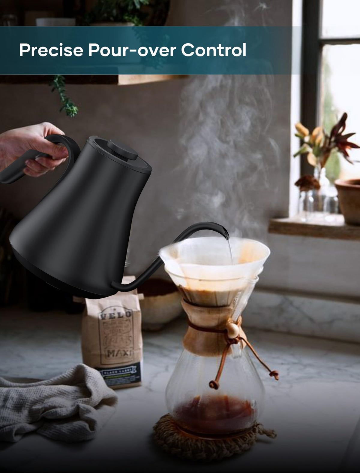 INTASTING precision temperature control ensures accurate water temp for coffee