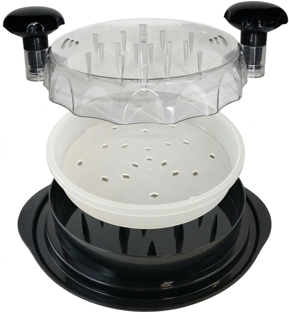 IntraValue chicken shredder top view shows vented lid for easy shredding.