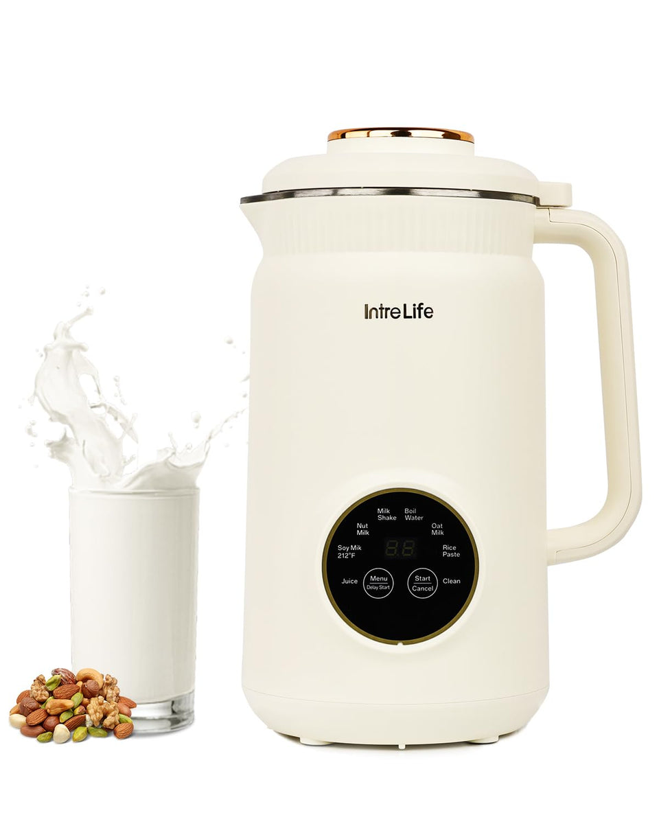 IntreLife Nut Milk Maker front view for homemade almond, soy, and oat milks.