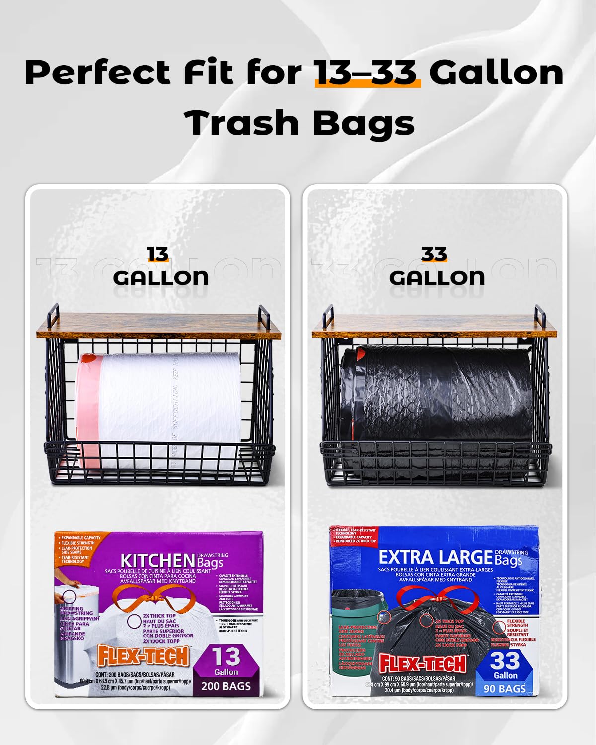 IntreLife wall-mounted trash bag dispenser 2-pack saves counter space.