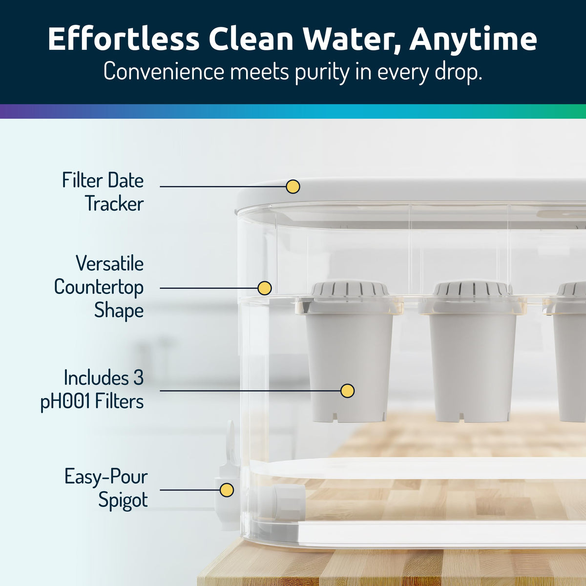 Invigorated Water 53-cup capacity supports family hydration during meals and gatherings.