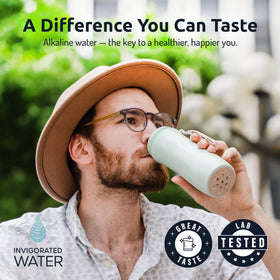 Invigorated Water purified alkaline water in glass for sipping