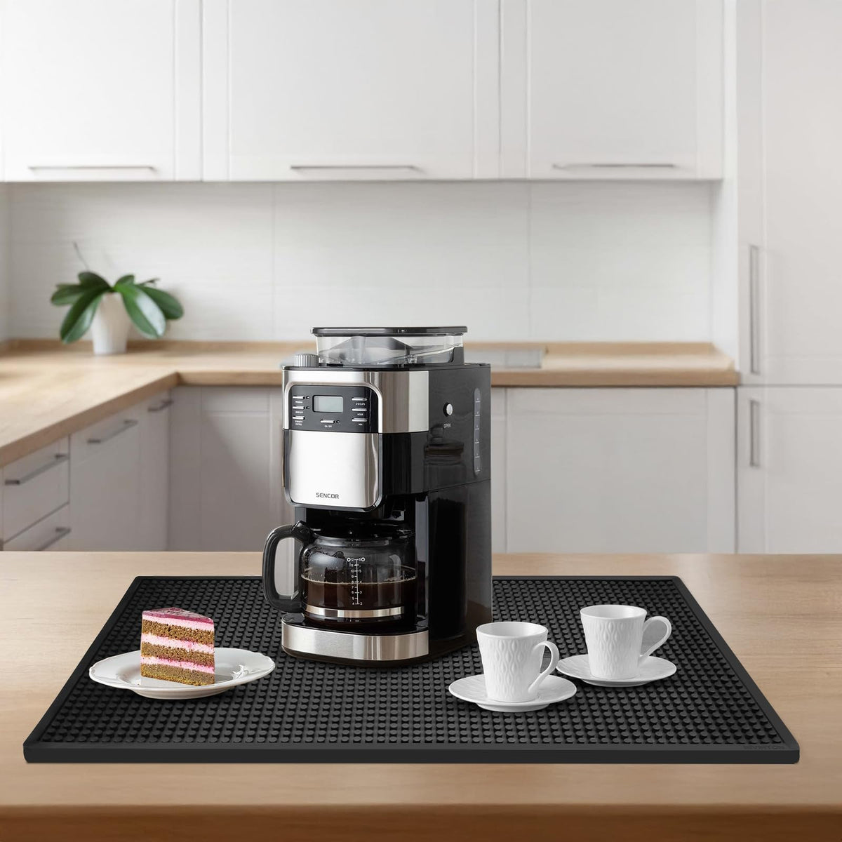 Invinton bar mat spill-management grooves guide liquids away from countertops