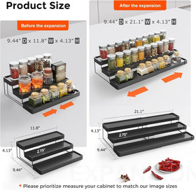 INVOCOO Expandable Spice Rack with 3-tier visibility enables quick spice selection
