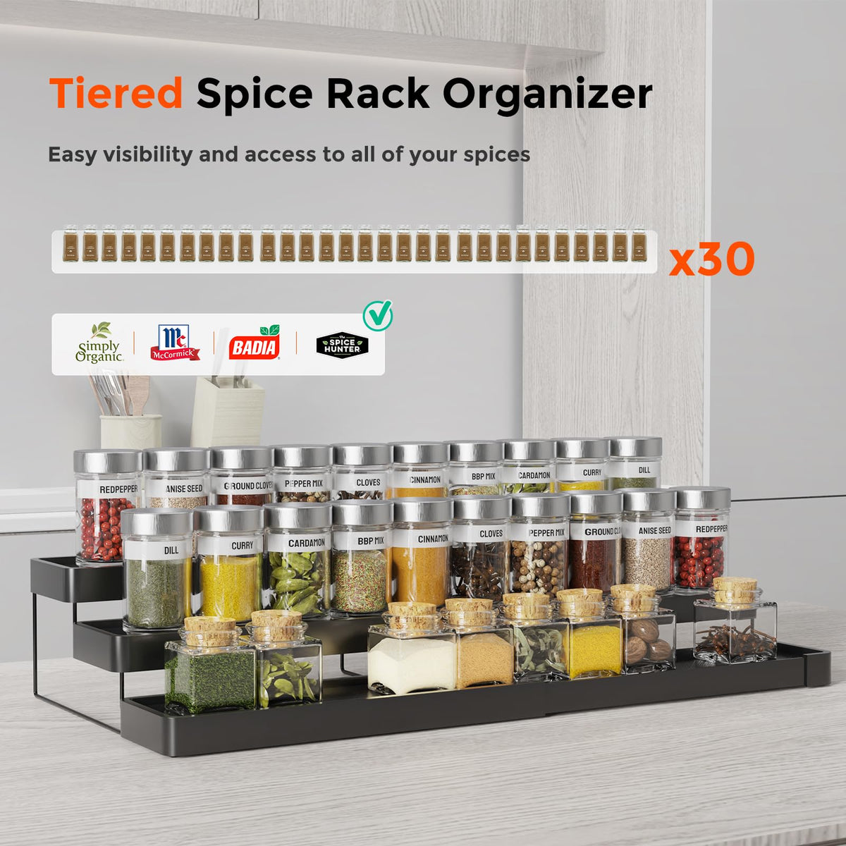 INVOCOO Expandable Spice Rack versatile organizer for condiments and small items