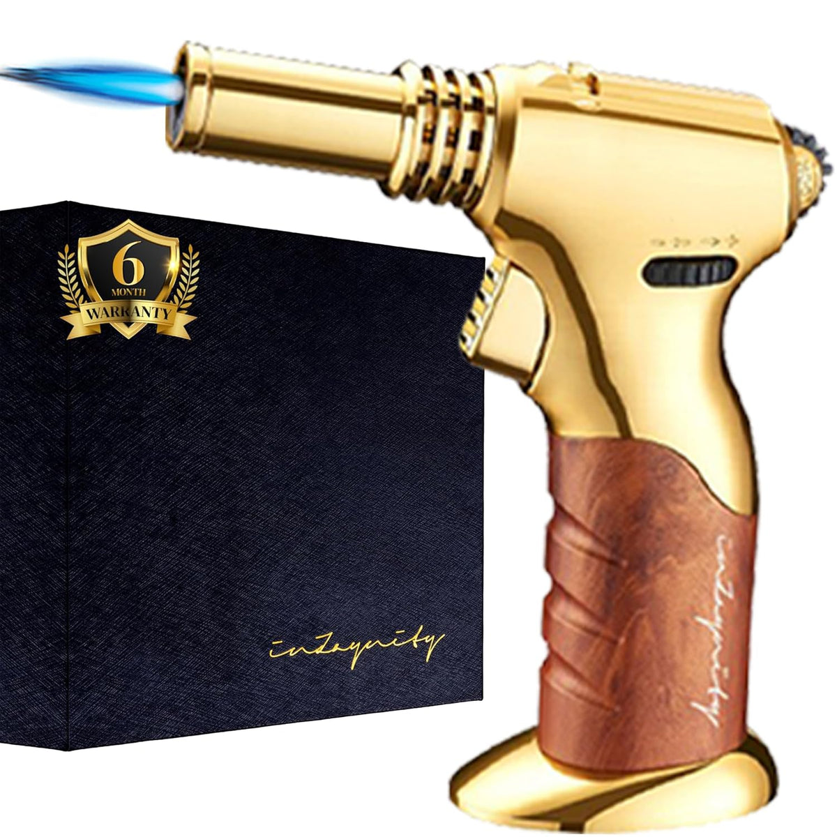 inZaynity Dual Flame Torch Gun in gold-brown finish for portable cooking power
