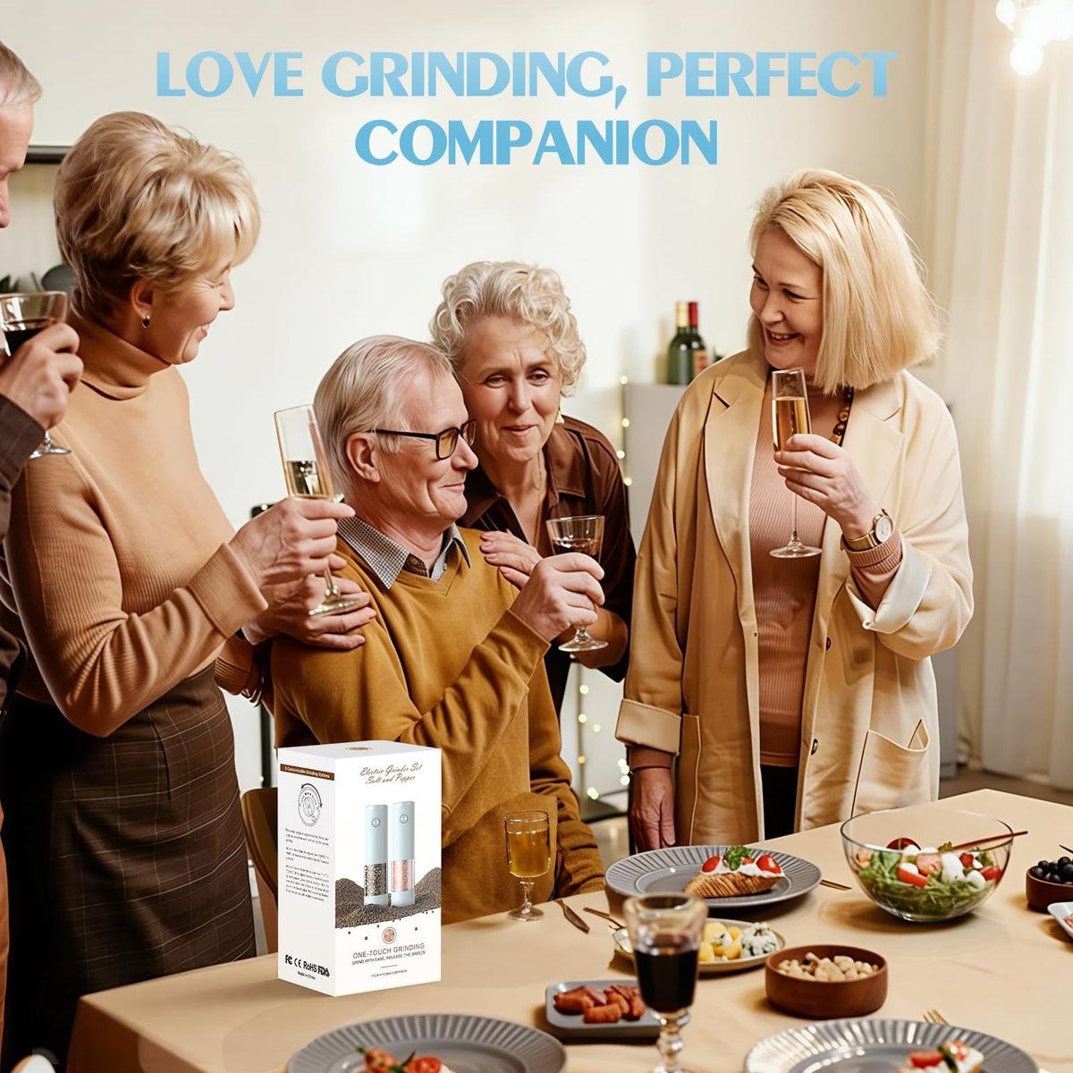 Ioion battery-powered grinder operates on AAA batteries (not included) for cordless use.