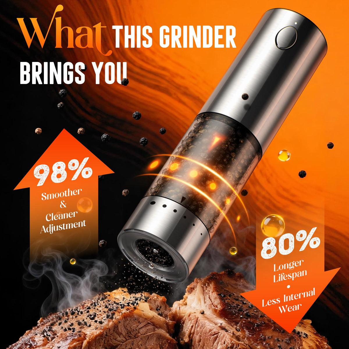 ioion electric grinder with six-level adjustment for precise control.