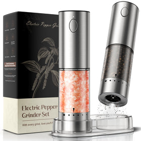 ioion electric grinder front view enables quick one-handed seasoning.
