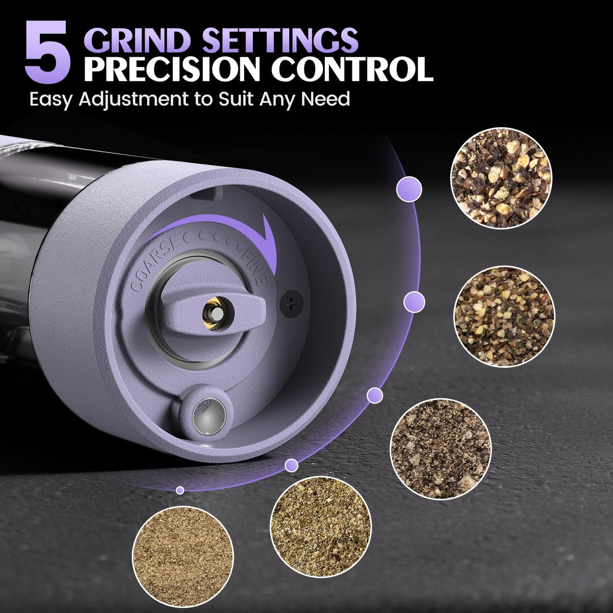 ioion salt and pepper grinder set with one-hand operation for effortless seasoning