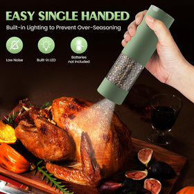ioion grinder with built-in LED light illuminating seasoning amounts