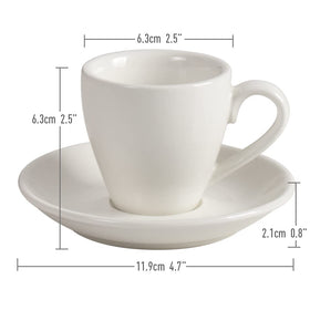 ionEgg espresso cup front view in white highlights slim profile and even heat.