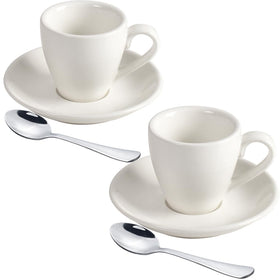 ionEgg porcelain espresso cup with saucer, 80ml capacity, perfect for a bold shot.