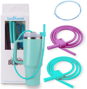 Ionibloom extendable 35inch straw unfolded for hands-free sipping