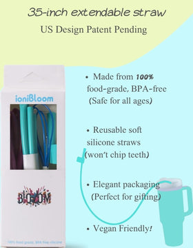 Ionibloom hands-free drinking 35inch straw ideal for desks and beds