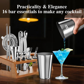 IOV bar set features rust-resistant metal and dishwasher-safe components for easy cleanup.