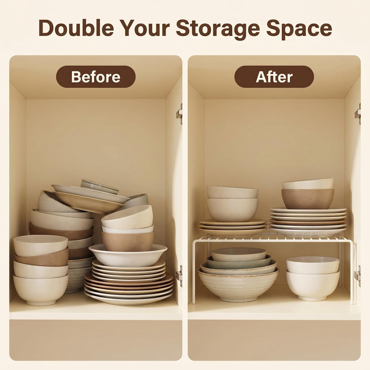 iPEGTOP easy-move-no-installation shelves allow flexible kitchen reorganization