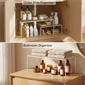 iPEGTOP kitchen-cabinet space-saving racks create tidy meal prep zones